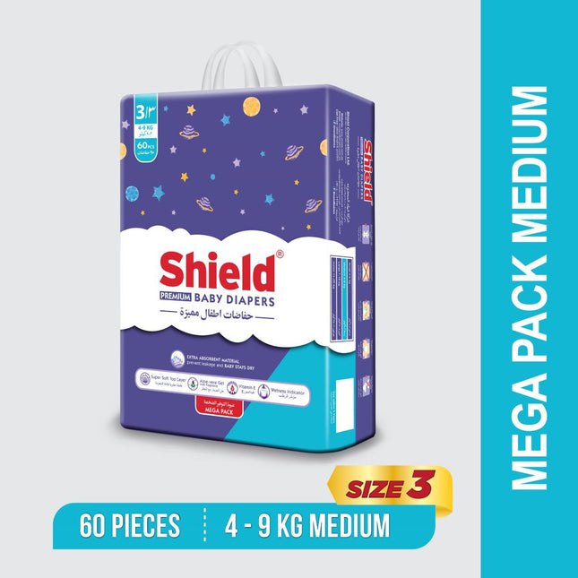 Premium Baby Diaper Mega Pack Size 3 Medium 60 Pcs for 4 to 9 Kg